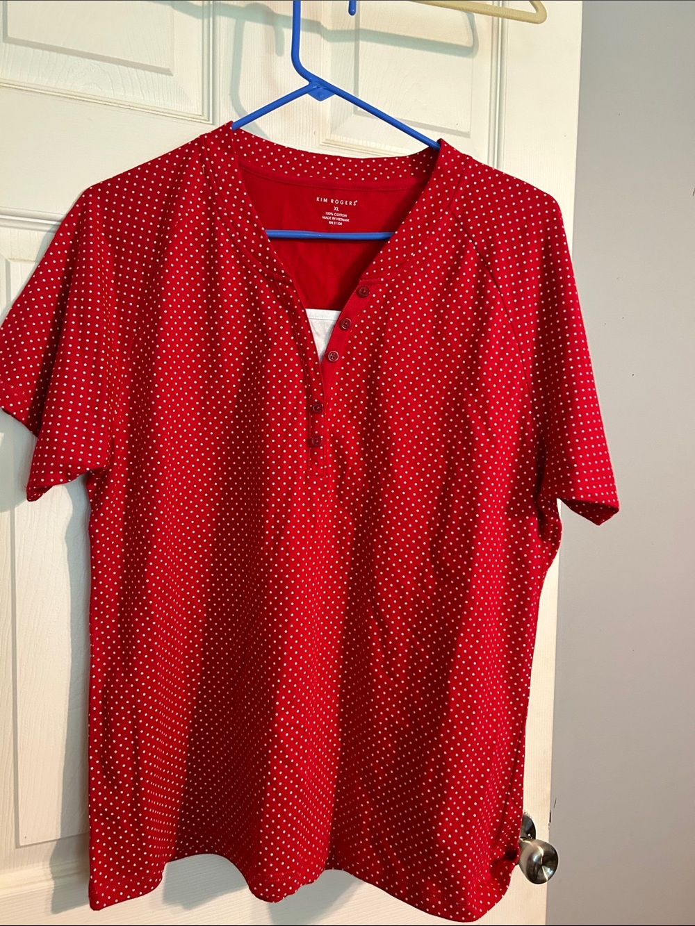 Kim Rogers Red Dot Short Sleeve Henley Tee